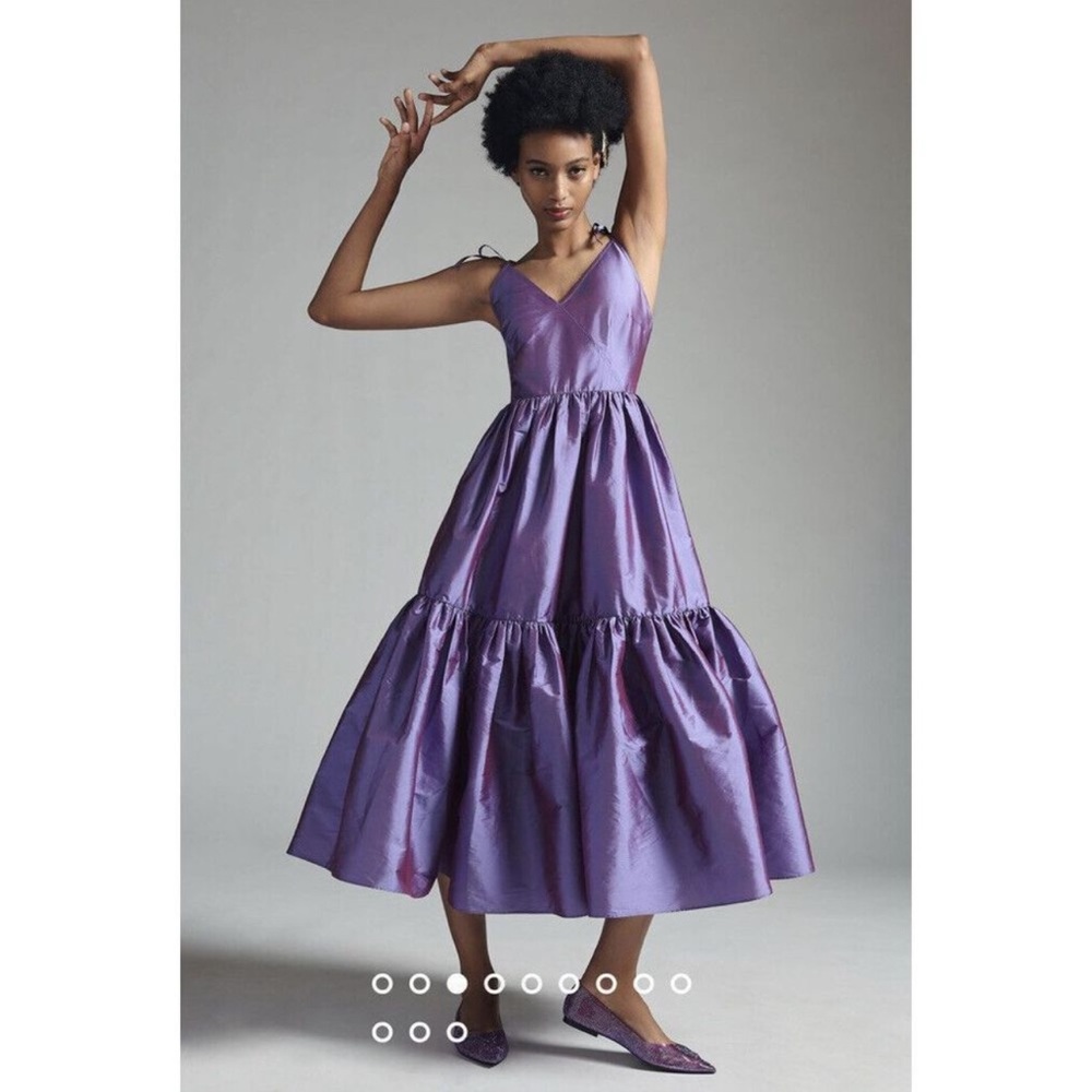 Anthropologie Bloni Tiered Shine Dress Size XS